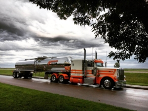shiny stainless truck and trailer